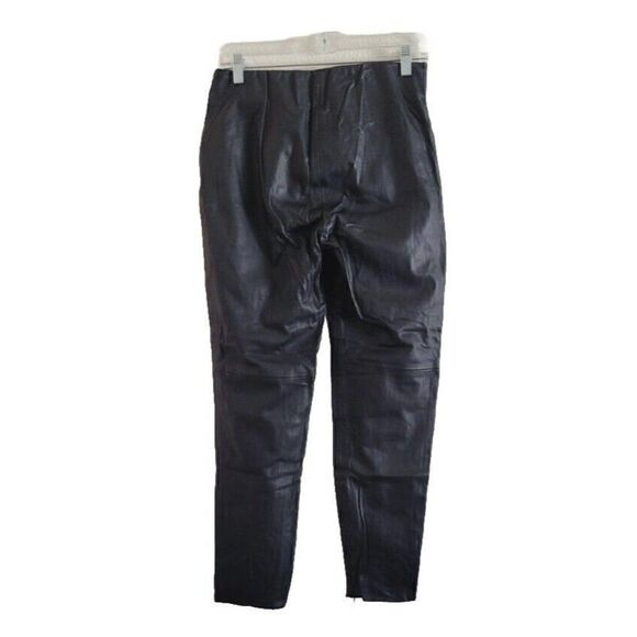 Zara Faux Leather High Rise Zipper Ankle Black Pants Women Size L - Picture 6 of 8